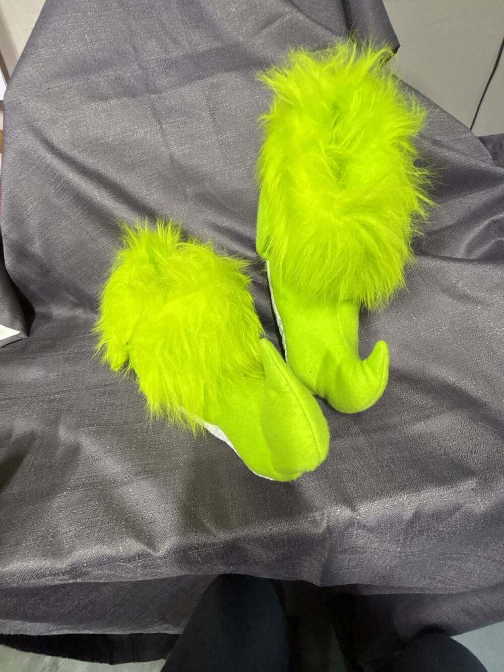 Custom made The Grinch Slippers Green Furry Elf Shoes